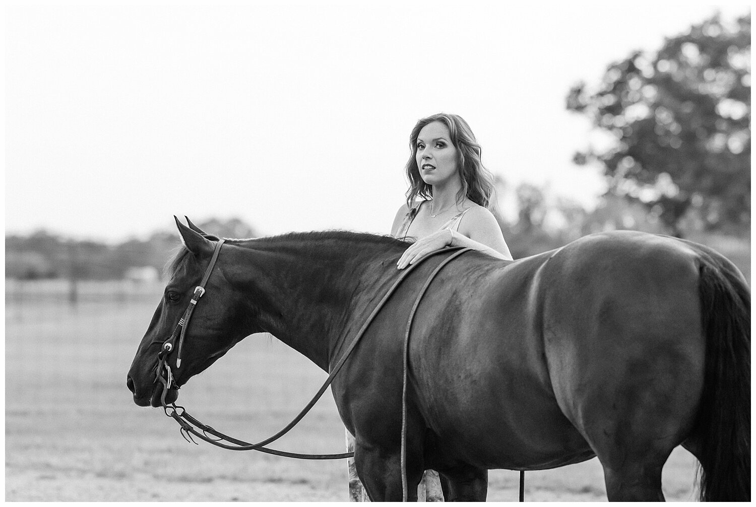  posing a tall girl with a short horse, equestrian portrait session with AQHA cutting gelding and owner in a dress 