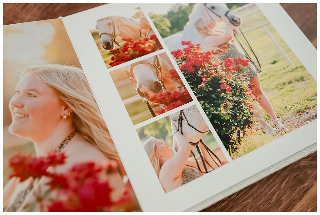 Oklahoma horse and rider portraits preserved in a handcrafted album for equestrians.