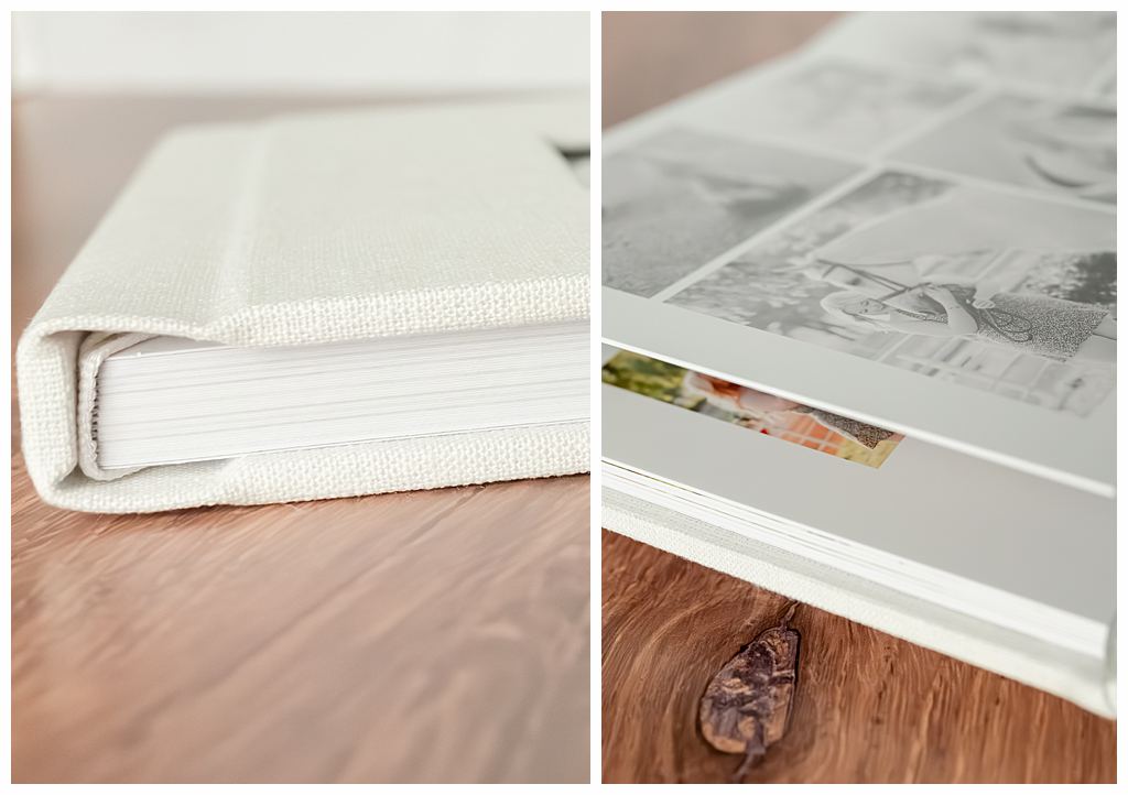 Handcrafted linen equine photography album showcasing horse and rider portraits in Oklahoma